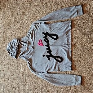 Juicy Couture Crop Top Long-Sleeve Gray Hoodie. Sz: L